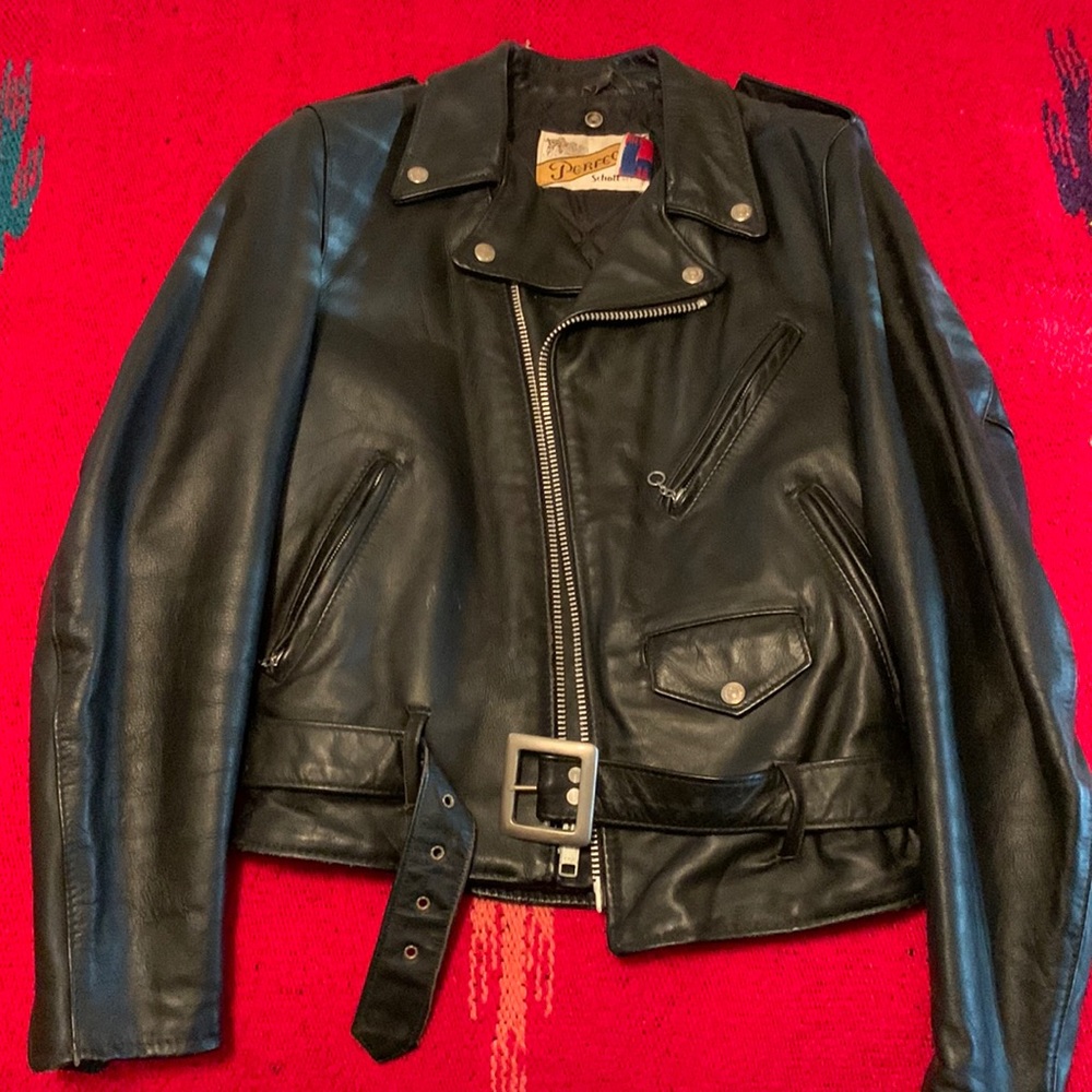 Vintage insulated black leather jacket